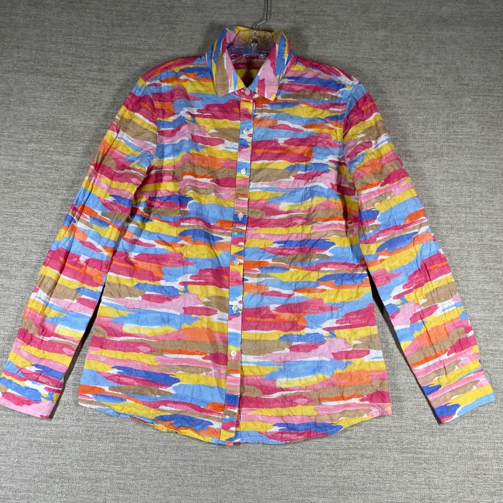 J.McLaughlin Abstract Watercolor‎ Button Down Shirt Womens Small Long Sleeve